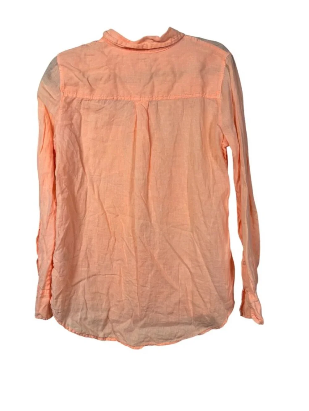 J. Crew Womens Peach Orange 100% Linen Button Up Shirt Size Small Long sleeve